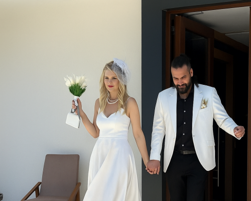 Karşıyakada bando ile gelin alma töreni